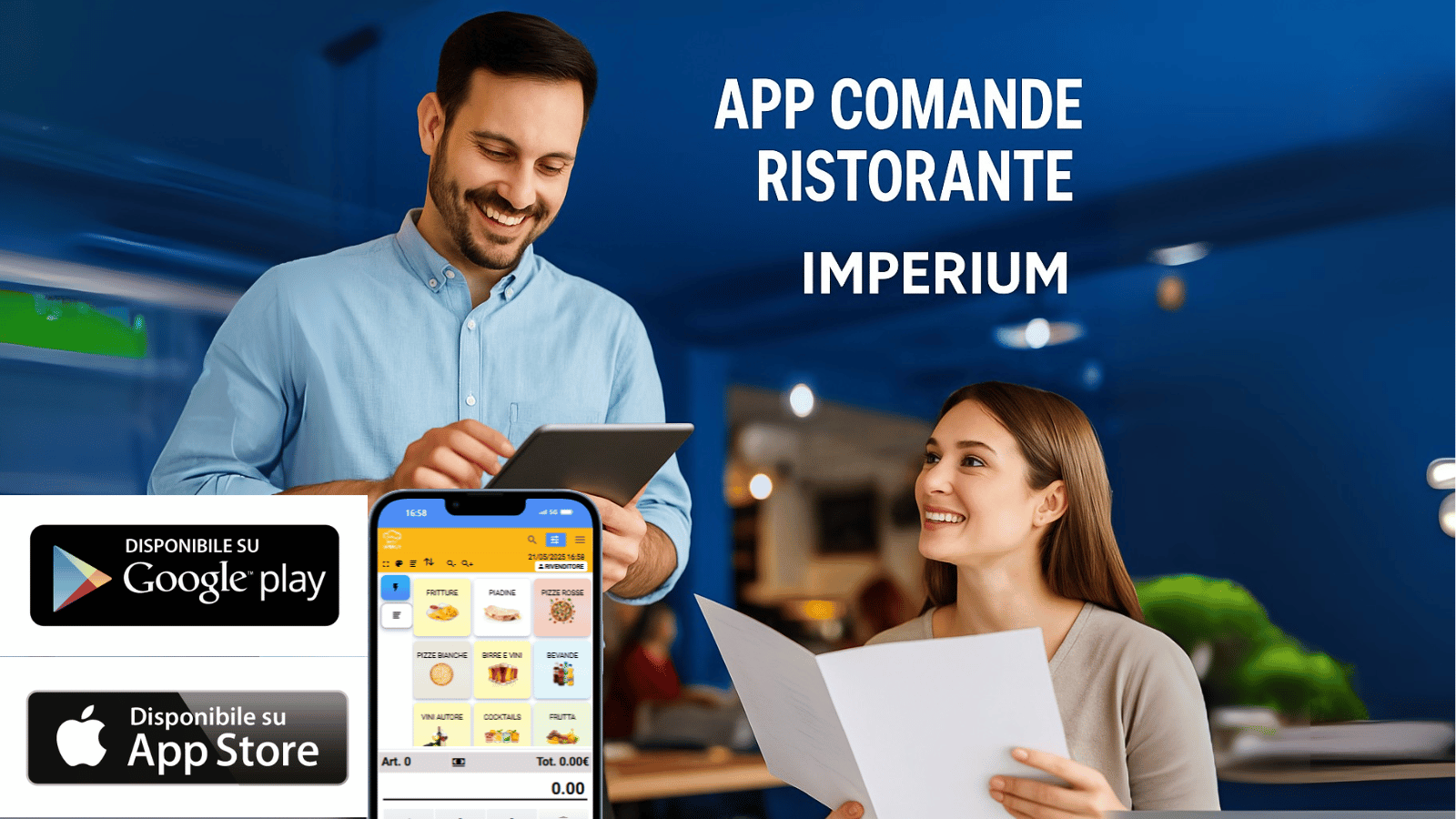 App comande ristorante Imperium mostrata su tablet e smartphone